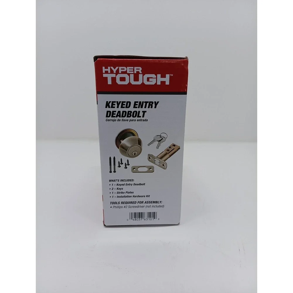 Hyper Tough Keyed Entry Deadbolt Antique Brass Finish Complete, New